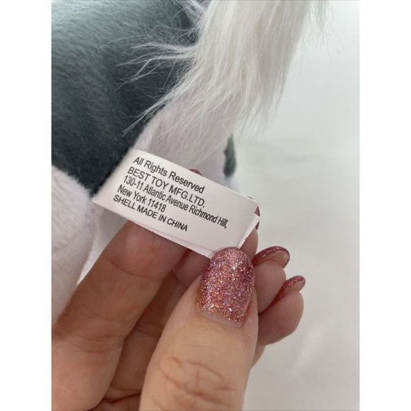 Husky Wolf Dog Stuffed Toy Plushy 8” (2018) White Grey Blue Eyes BEST TOY MFG. - Picture 6 of 12